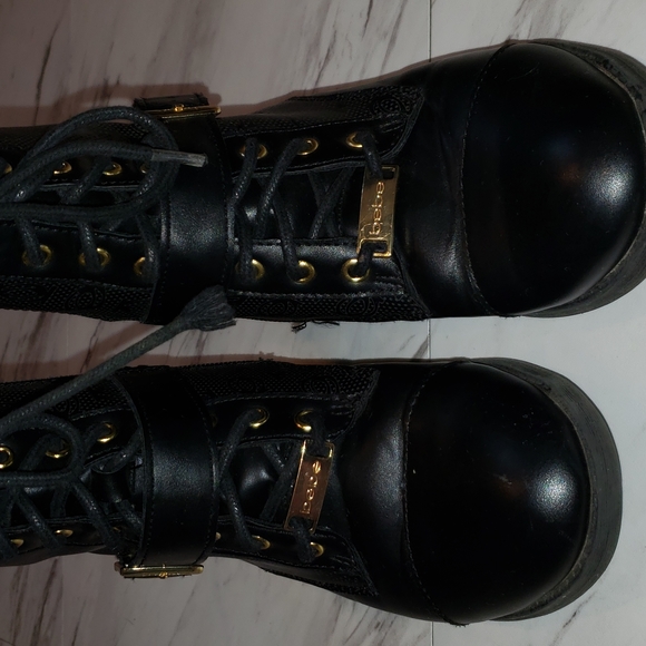 Womens BEBE Gold Buckle Military Boot - Picture 4 of 6